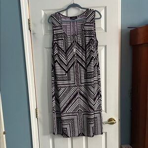 R&M Richards Monochrome Geometric Midi Dress